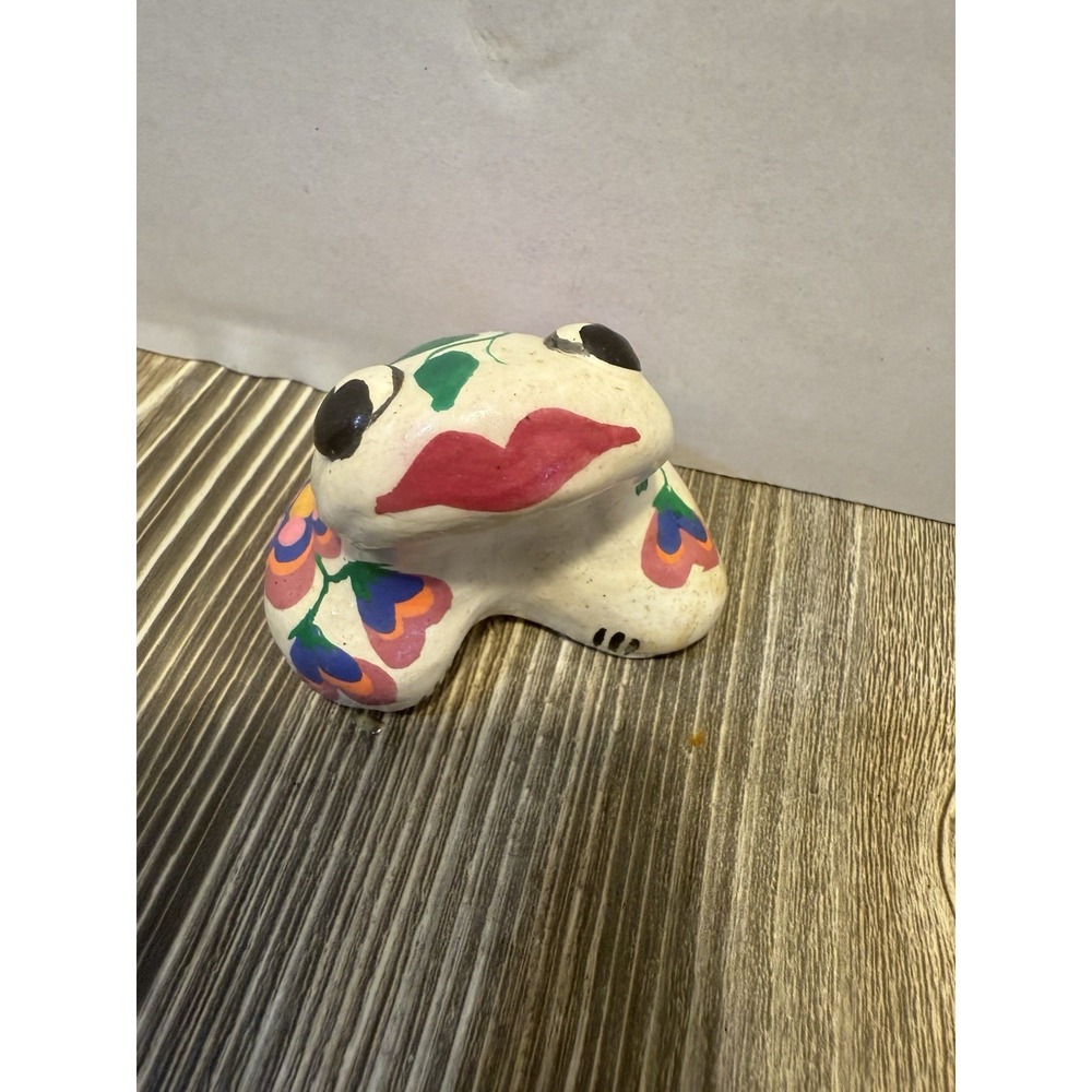 Vintage Tonala Style Mexican Pottery‎ Mini Frog Hand Painted